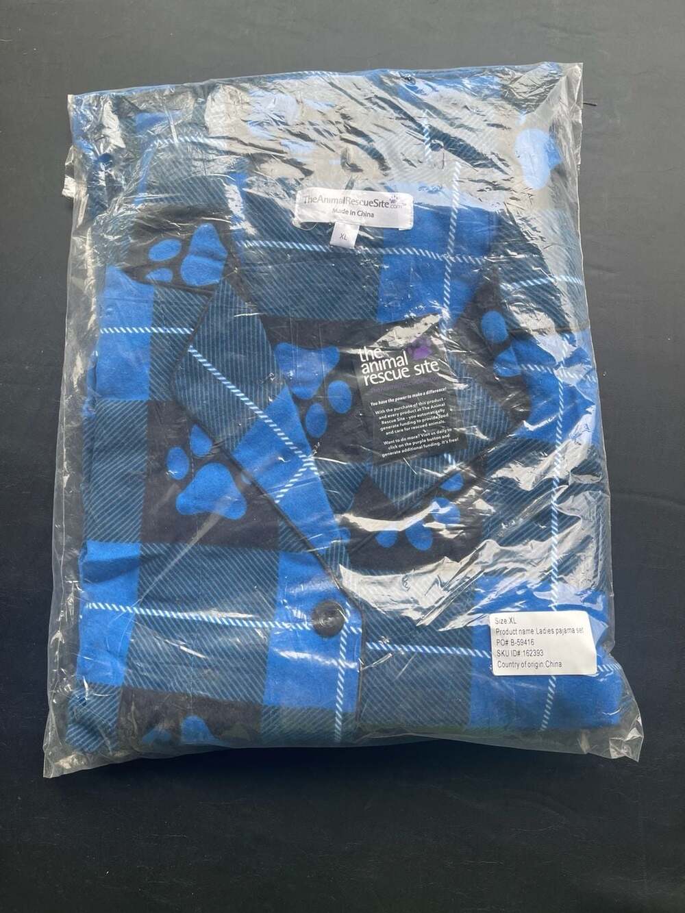 The Animal Rescue Site Ladies Plaid Paw Print Pajama Set Size XL